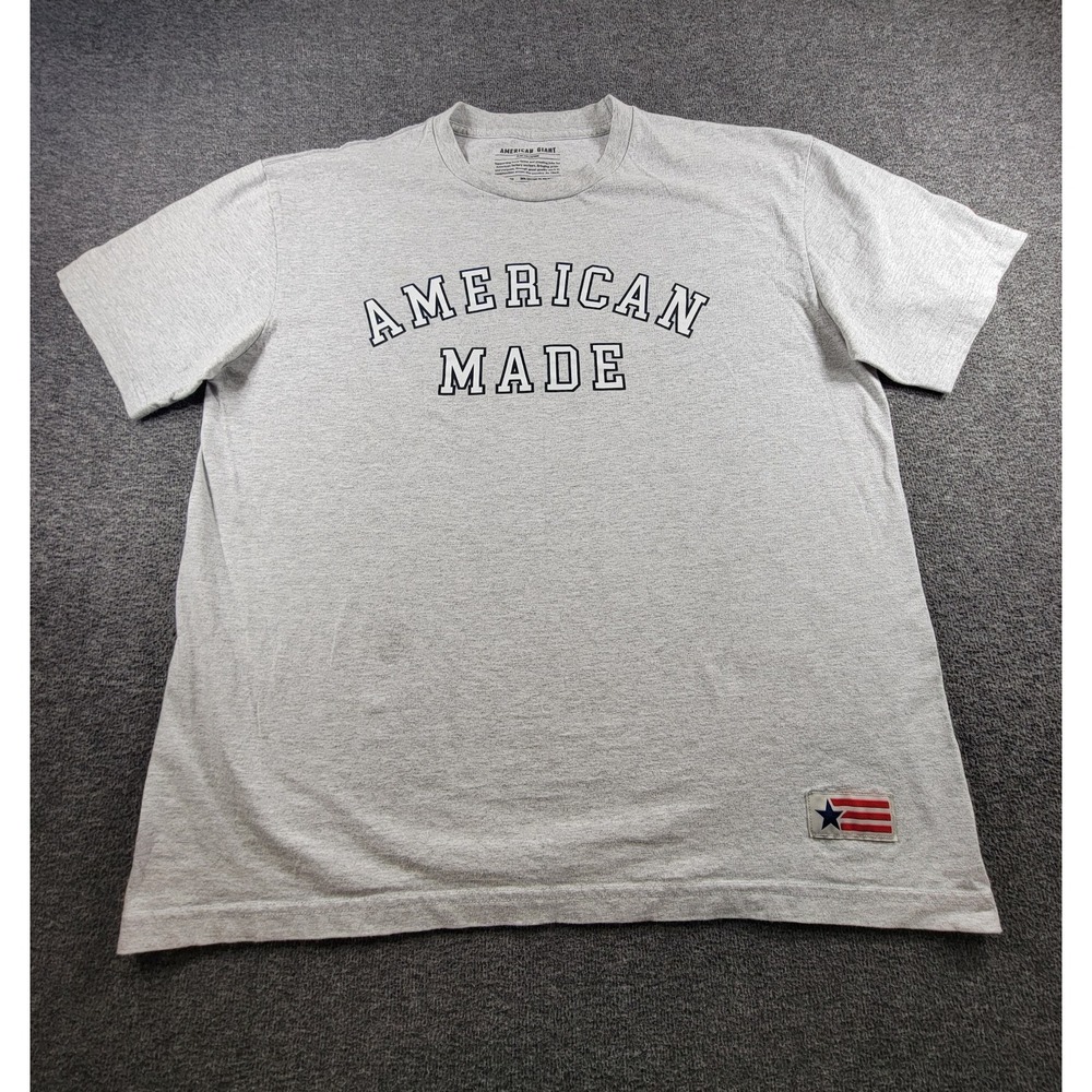 American Giant Shirt Mens XL Gray American Made Graphic Crewneck Made USA Tee